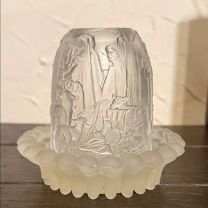 Fenton Fairy Lamp Nativity Scene Clear Frosted Glass Top